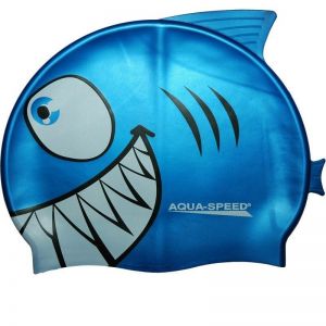 Czepek pływacki Aqua-Speed silikonowy SHARK Junior niebieski