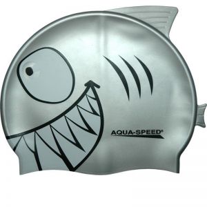 Czepek pływacki Aqua-Speed silikonowy SHARK Junior szary